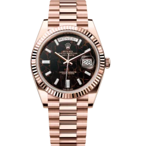 Rolex Day-Date 40 Oyster Perpetual 18 ct Everose gold eisenkiesel, diamond-set dial fluted bezel President band Reference 228235