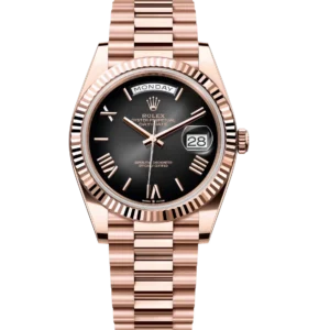 Rolex Day-Date 40 Oyster Perpetual 18 ct Everose gold slate ombré dial fluted bezel President band Reference 228235