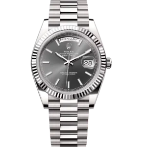 Rolex Day-Date 40 Oyster Perpetual 18 ct white gold slate dial fluted bezel President band Reference 228239