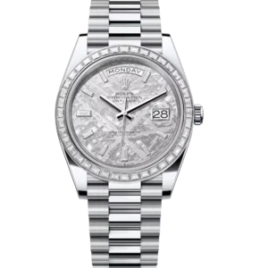 Rolex Day-Date 40 Oyster Perpetual platinum meteorite, diamond-set dial diamond-set bezel President band Reference 228396TBR