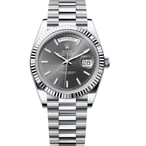 Rolex Day-Date 40 Oyster Perpetual platinum slate dial fluted bezel President band Reference 228236