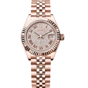 Rolex Lady-Datejust 28 Oyster Perpetual 18 ct Everose gold diamond-paved dial Jubilee band Reference 279175