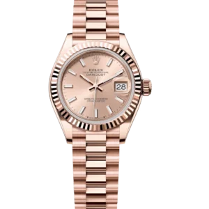 Rolex Lady-Datejust 28 Oyster Perpetual 18 ct Everose gold rosé-colour dial President band Reference 279175