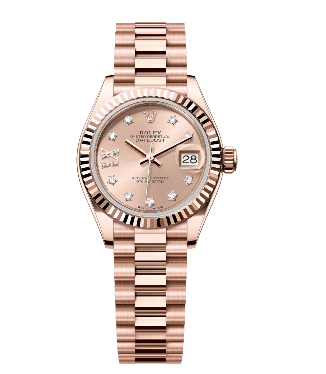 Rolex Lady-Datejust 28 Oyster Perpetual 18 ct Everose gold rosé colour ...