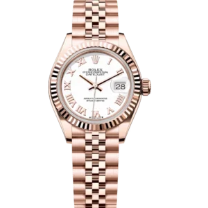 Rolex Lady-Datejust 28 Oyster Perpetual 18 ct Everose gold white dial Jubilee band Reference 279175