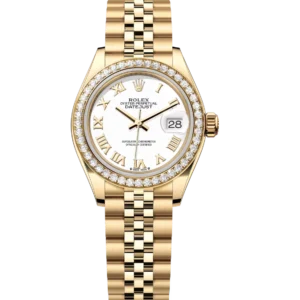 Rolex Lady-Datejust 28 Oyster Perpetual 18 ct yellow gold white dial Jubilee band Reference 279138RBR