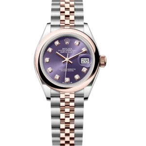 Rolex Lady-Datejust 28 Oyster Perpetual Oystersteel and Everose gold aubergine, diamond-set dial Jubilee band Reference 279161