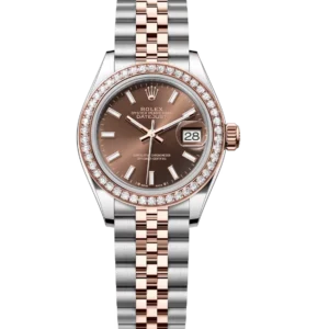 Rolex Lady-Datejust 28 Oyster Perpetual Oystersteel and Everose gold chocolate dial Jubilee band Reference 279381RBR
