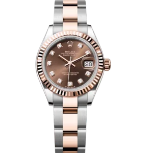 Rolex Lady-Datejust 28 Oyster Perpetual Oystersteel and Everose gold chocolate, diamond-set dial Oyster band Reference 279171
