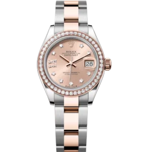Rolex Lady-Datejust 28 Oyster Perpetual Oystersteel and Everose gold rosé colour, diamond-set dial Oyster band Reference 279381RBR