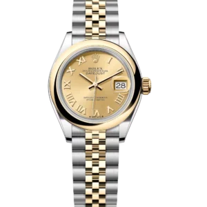 Rolex Lady-Datejust 28 Oyster Perpetual Oystersteel and yellow gold champagne colour dial Jubilee band Reference 279163