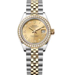Rolex Lady-Datejust 28 Oyster Perpetual Oystersteel and yellow gold champagne colour dial Jubilee band Reference 279383RBR