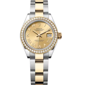 Rolex Lady-Datejust 28 Oyster Perpetual Oystersteel and yellow gold champagne-colour dial Oyster band Reference 279383RBR