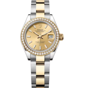 Rolex Lady-Datejust 28 Oyster Perpetual Oystersteel and yellow gold champagne-colour dial Oyster band Reference 279383RBR