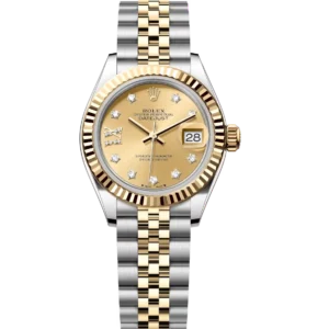 Rolex Lady-Datejust 28 Oyster Perpetual Oystersteel and yellow gold champagne colour, diamond-set dial Jubilee band Reference 279173