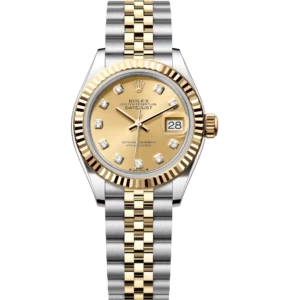 Rolex Lady-Datejust 28 Oyster Perpetual Oystersteel and yellow gold champagne colour, diamond-set dial Jubilee band Reference 279173