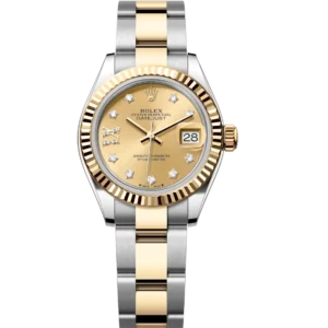 Rolex Lady-Datejust 28 Oyster Perpetual Oystersteel and yellow gold champagne colour, diamond-set dial Oyster band Reference 279173
