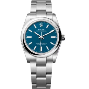Rolex Oyster Perpetual 34 med blue dial Oyster band Reference 124200