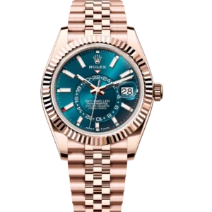 Rolex Sky-Dweller 42 Oyster Perpetual 18 ct Everose gold blue-green dial Jubilee band Reference 336935