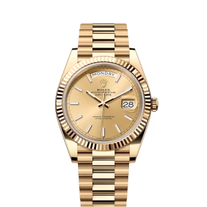 Home 7 Rolex Day-Date 40 Oyster Perpetual 18 ct yellow gold dial fluted bezel President band Reference 228238